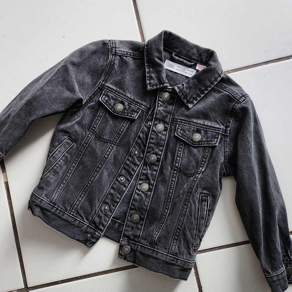 Zara Kids Black Washed Denim Jacket
